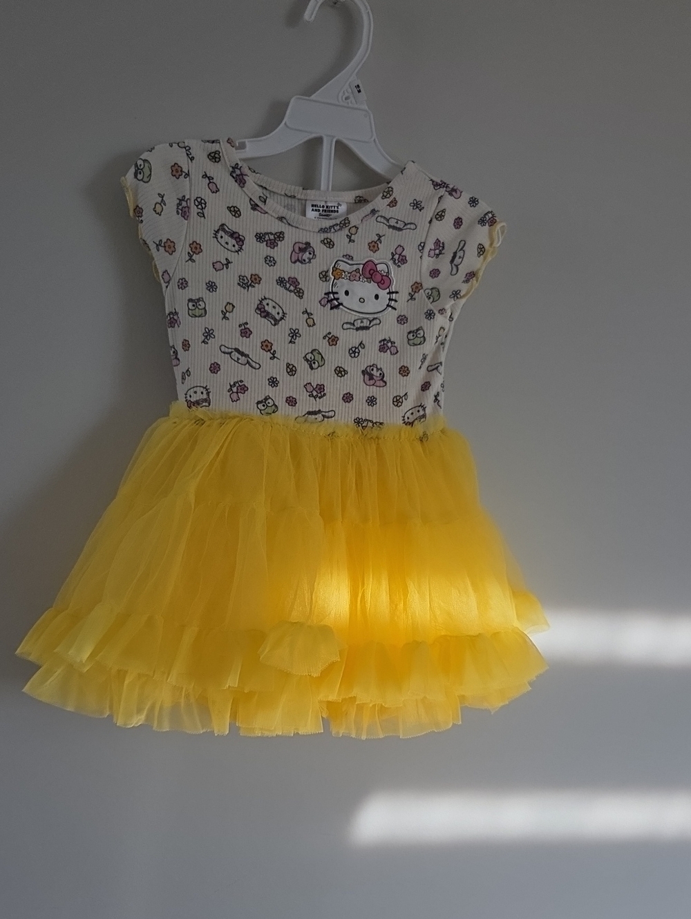 Hello Kitty Yellow Tulle Skirt Dress with Printed Bodice